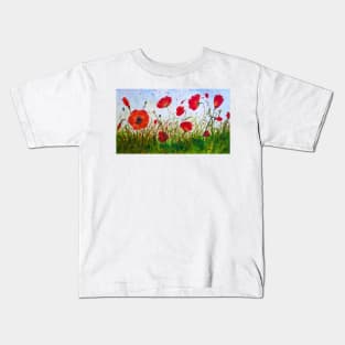 Poppy field watercolor Kids T-Shirt